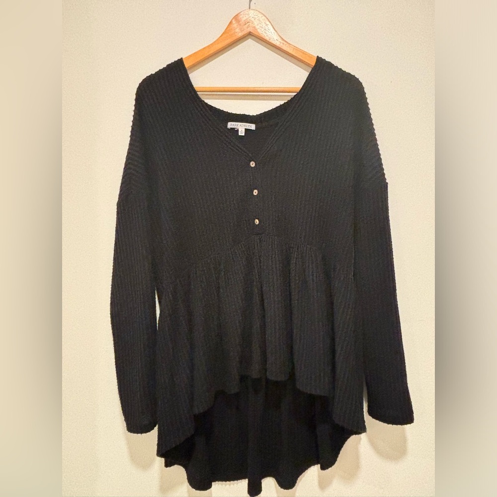 Waffle-knit Peplum Top | Park Adelyn